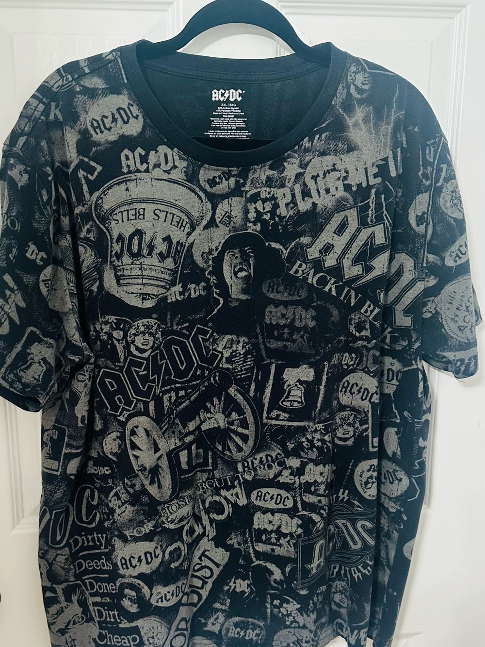 AC/DC Black and Gray All-Over Graphic Tee 🖤🎶